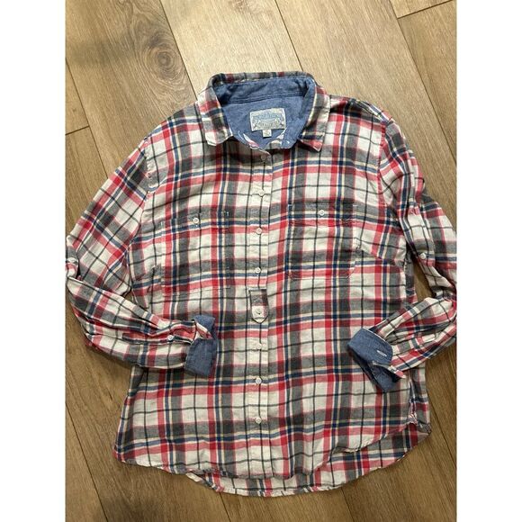 Tops - Jachs Girlfriend Flannel Shirt Roll Tab Sleeve Cotton Colorful Soft XL
